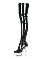 Femmes bottes Sexy femmes bout rond fermeture éclair talon aiguille cuissardes noires sur les bottes au genou