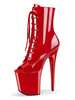 Femmes Bottes Sexy Fermeture Éclair Rouge Peep Toe Géométrique Talon Aiguille Rave Club Cuisse Bottes