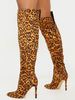 Femmes Bottes Talon Aiguille Bout Pointu Motif Imprimé Léopard Bottes Au Genou