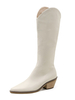 Femmes Bottes Talon Chunky Bout Pointu Fermeture Éclair Bottes De Cowboy Bottes Au Genou
