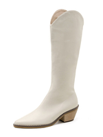 Femmes Bottes Talon Chunky Bout Pointu Fermeture Éclair Bottes De Cowboy Bottes Au Genou