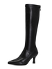 Femmes Bottes Talon Stletto Bout Pointu En Cuir PU Noir Bottes Hautes