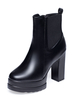 Femmes bottines à talons hauts plateforme en cuir Synthétique noir bout rond bottines à talons épais