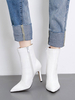 Femmes Bottines Chaînes Bout Pointu Talon Aiguille En Cuir PU Blanc Bottines