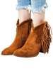 Femmes Bottines En Cuir Suédé Bout Rond Imprimé Léopard Talon Chunky Bottes Cowgirl