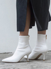 Femmes Bottines En Cuir Synthétique Blanc Bout Pointu Talons Bottines