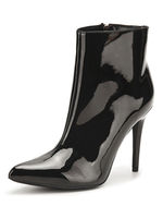 Femmes Bottines en cuir Synthétique Bottes à bout pointu à glissière noire
