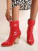 Femmes Bottines En Cuir Synthétique Rouge Bout Pointu Talon Chunky Bottines Imprimées En Peau De Serpent