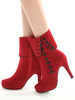 Femmes bottines en daim bout rond talons aiguilles à talons hauts avec boutons
