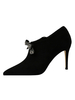 Femmes Bottines En Daim Noir Bout Pointu Strass Bow Bottines À Talons Hauts