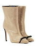 Femmes Bottines en tissu à paillettes or clair avec des nœuds bout pointu et talons aiguilles