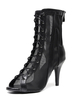 Femmes Bottines Fermeture Éclair Talon Aiguille Peep Toe Polyester Noir Bottes Dété