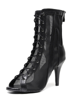 Femmes Bottines Fermeture Éclair Talon Aiguille Peep Toe Polyester Noir Bottes Dété