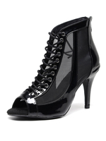 Femmes Bottines Fermeture Éclair Talon Aiguille Peep Toe Polyester Noir Bottes Dété