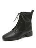 Femmes Bottines Noir Bottines carrées Bottines en cuir Chunky Heel PU