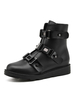 Femmes Bottines noir en cuir Synthétique Boucle à bout rond plat Bottes