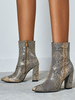 Femmes Bottines Python Bout Pointu Imprimé Serpent Talon Chunky Bottines En Cuir Synthétique