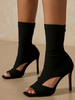 Femmes Bottines Talon Aiguille Peep Toe Bottes Dété Noires
