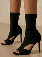 Femmes Bottines Talon Aiguille Peep Toe Bottes Dété Noires