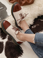Femmes bout rond en cuir Synthétique à lacets Oxfords