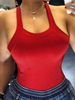 Femmes Cami Top Bretelles rouges Cou Sexy Bow Coton Mélange Camis Pour Femmes
