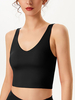 Femmes Cami Top noir sans manches col en U Polyester Athletic Summer Tops