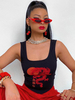 Femmes Camisole Noir Col Carré Sans Manches Hip Hop Cami Polyester Top Gothique