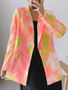Femmes Casual Blazer Coton Tie Dye Col Rabattu À Manches Longues Boutons Vestes
