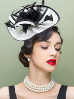 Femmes Chapeau Vintage Tulle Blanc Parti Plumes Chapeau Costume Rétro Accessoire Déguisements Halloween