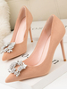 Femmes chaussures de soirée à talons hauts couleur chair bout pointu talon aiguille strass chaussures de soirée
