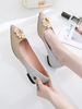 Femmes Chaussures De Soirée En Tissu À Paillettes Rose Bout Pointu Ombre Talon Chunky Perles Chaussures De Fête