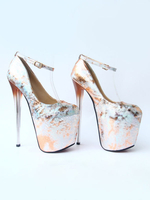 Femmes Chaussures Plate-forme High Heels Golden Square Toe imprimé Chaussures sexy