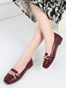 Femmes Chaussures Plates Bordeaux Bout Carré Slip-On Métal Détails Ballerines