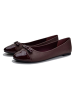 Femmes Chaussures Plates Bordeaux Bout Rond Nœuds Ballerines