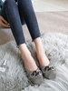 Femmes chaussures plates bout carré noir motif à carreaux sans lacet détails en métal ballerines décontractées