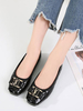 Femmes Chaussures Plates Bout Carré Noir Slip-On Metal Details Ballerines