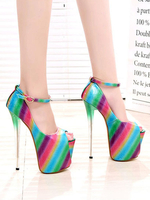 Femmes Chaussures Sexy Vert Peep Toe imprimé sexy de talons hauts