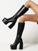Femmes Chunky Platform Bottes mi-mollet Noir