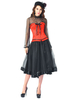 Femmes Costume Party Dress Désossé Rouge Corset Et Jupe Wiith Noir Maille Haut À Manches Longues