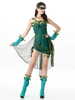 Femmes Costumes Génie Feuille Costume Cosplay Vert De 5 Pièces Déguisements Halloween