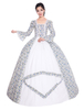 Femmes Costumes Rétro Écru Blanc Floral Imprimé Dentelle Garniture Satin Mat Vintage Style Victorien Vêtements Déguisements Halloween