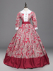 Femmes Costumes rétro Imprimé Fleur Lace Trim Marie Antoinette Costume Robe Vintage Party Prom Robe Déguisements Halloween