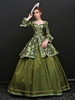 Femmes Costumes Rétro Olive Dentelle Imprimé Costume Marie Antoinette Ruffles Strass Rococo Costume Costume Robe Déguisements Halloween