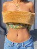 Femmes Crop Top Café Marron Polyester Imprimé Léopard Col Bateau Manches Longues Tops Décontractés