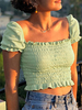 Femmes Crop Top Casual manches courtes Polyester coton Tops