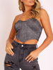 Femmes Crop Top dos nu sans bretelles Sexy Bandeau Tops