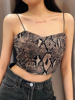 Femmes Crop Top Python Snake Print Backless Camis