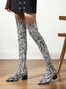 Femmes Cuissardes Talon Chunky Bout Pointu Cuir PU Cuissardes Noires