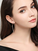 Femmes Dangle Earrings Square Shape Hollow Silver Boucles dOreilles
