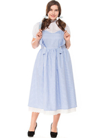 Femmes Déguisements Halloween Costumes Bébé Bleu Maid Jumper Jupe Coton Dentelle Garniture Vacances Costumes
